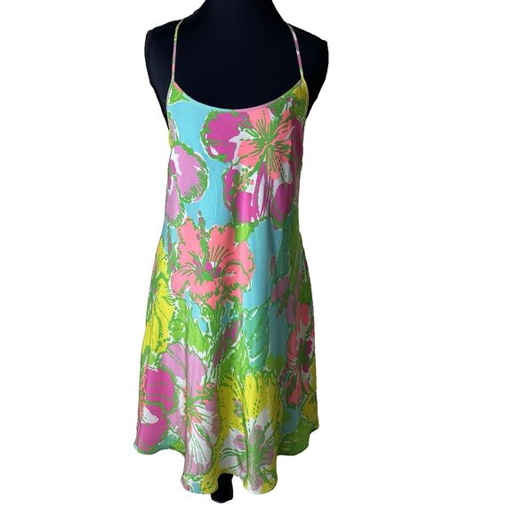 Lilly Pulitzer Womens XS Silk Tropical Floral Slip Dress Y2K Resort Vacation - Picture 12 of 14